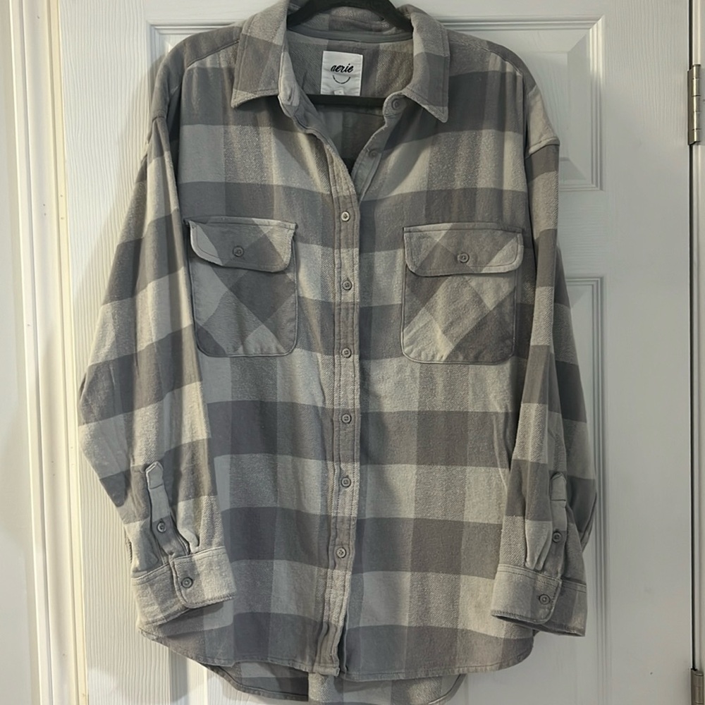 aerie plaid button-up sweater